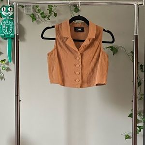 Cider Tailored Collar Button Up Crop Top